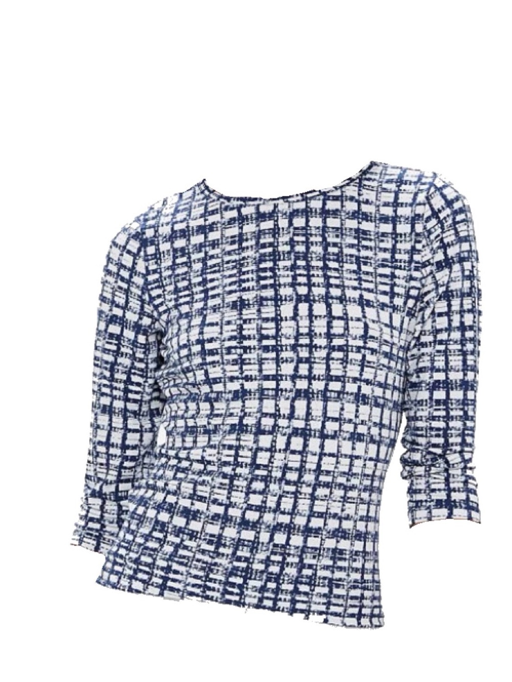 The Limited GUC Blue White Geometric Knit Tunic Top Medium Stretch 3/4 Sleev